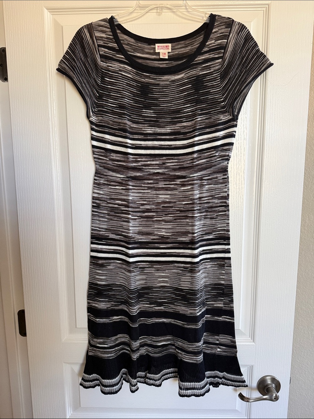 Mossimo “Missoni” Style Fit-and-Flare Mini Dress in Black, Gray & Cream, M